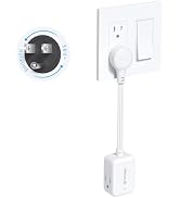 TROND Rotating Flat Plug Outlet Extender with 6 Inch Extension Cord, White | Small Surge Protecto...