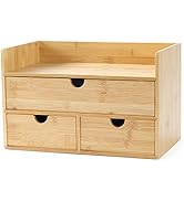 Wisuce 100% Original Bamboo Desk Organizer, Mini Bamboo Desk Drawer Tabletop Storage Organization...