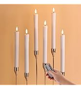Girimax White Dripping Wax Flameless Taper Candles with Remote, Flickering Halloween LED Candlest...