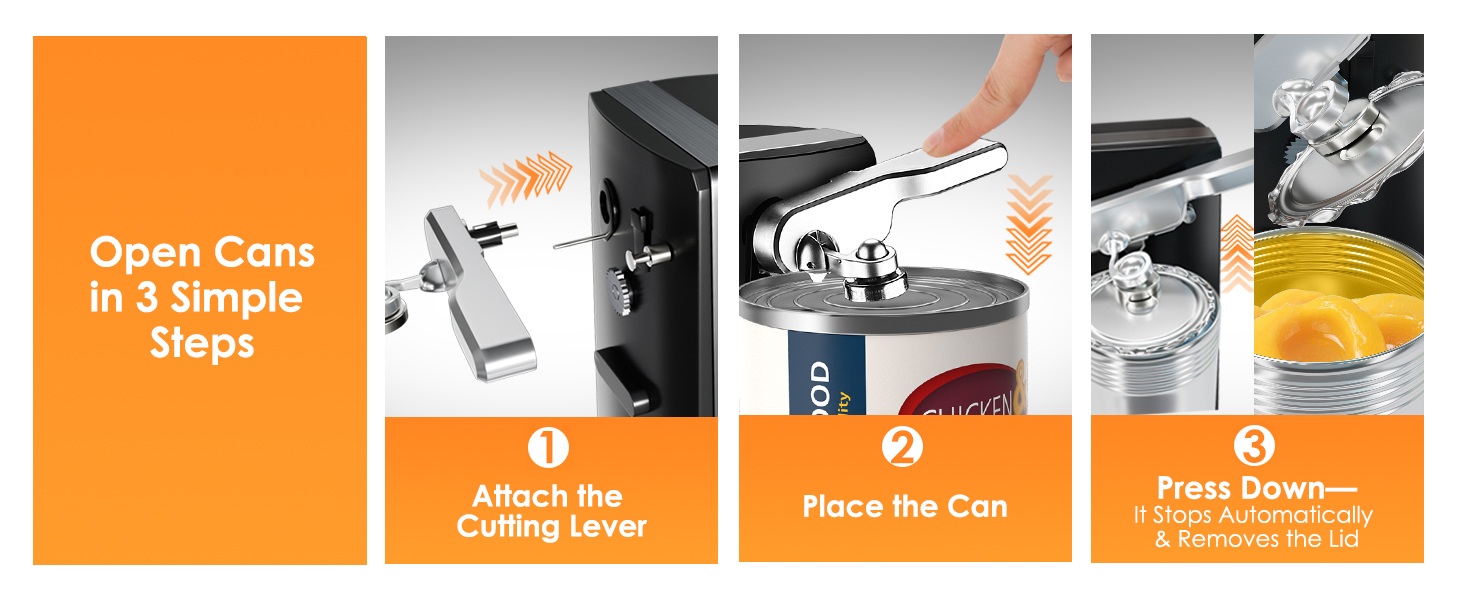 NK-0709 One-Touch Operation: Effortlessly open cans with just the press of a lever for convenience.