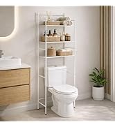 Home Zone Living Over the Toilet Bathroom Storage Organizer with 3 Tiers of Shelving Rack Space