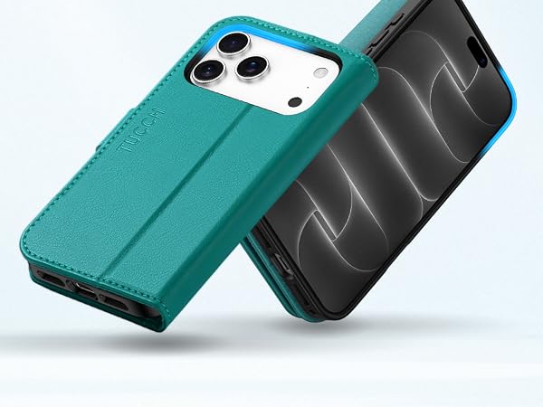 TUCCH Wallet Case for iPhone 17 Pro Max (6.9") 2025, RFID Blocking 4 Card Holders | Kickstand