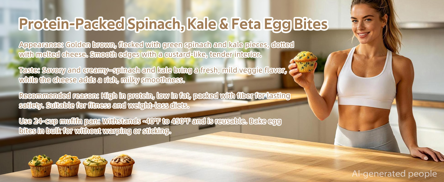 Protein-Packed Spinach, Kale & Feta Egg Bites