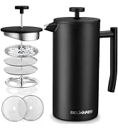 French Press Coffee Maker 50 Oz – Insulated Coffee Press Stainless Steel 304 Large – Double Wall ...