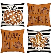 AVOIN colorlife Happy Fall Hello Pumpkin Throw Pillow Covers, 18 x 18 Inch Autumn Thanksgiving Ha...