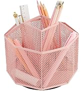 Annova Mesh Desk Organizer Rotate with 5 Compartments Spinning Tidy Candy/Pen Holder Office, Art ...