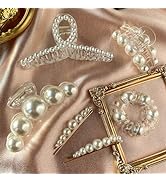 GQLV Pearl Hair Clips for Women/Girls,6PCS Strong Hold Large Hair Claw Clips for Thick/Thin Hair ...
