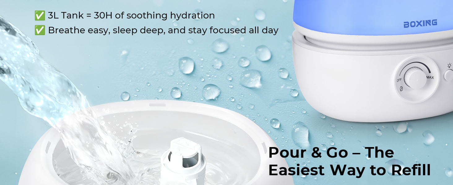 3-Liter water tank Lasts up to 30H