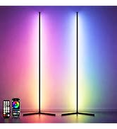 Oizuon 2 Pack Corner Floor Lamp – 57'' Tall RGB Lamp Modern Mood Lighting with 88 LEDs, Bluetooth...