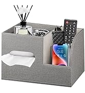 Leather Square Tissue Box Cover with Storage Tray,Cube Tissue Box Holder,Modern Facial Paper Orga...