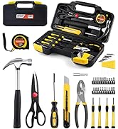 DIFFLIFE 40-Piece Tool Set - General Household Hand Tool Kit with Plastic Toolbox Storage Case…