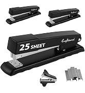 Craftinova Stapler, Metal Desktop Stapler, 25 Sheet Capacity Black Stapler Heavy Duty, with 2000 ...