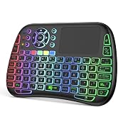 iPazzPort Wireless Mini Keyboard with High-Sensitivity Touchpad & 8-Color Backlight; Rechargeable...
