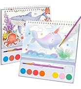 Paint with Water Coloring Book, Mess Free Watercolor Painting Kit for Kids, Travel Activities Art...