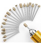 Diamond Grinding Burr Bit Set,20Pcs Rotary Tool Accessories Stone Carving Set with 1/8 inch Shank...