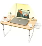 Laptop Desk for Bed Lap Desk with LED Desk Light, Adjustable Tablet Bed Table with Foldable Legs ...