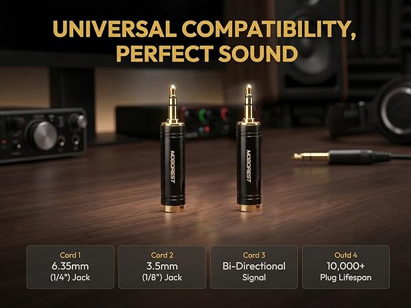 3.5mm to 1/4 (6.35mm) Stereo Pure Copper Adapter