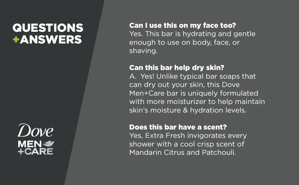 Dove Men+ Care Face & Body Bar Questions and Answers