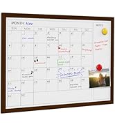 Comix Magnetic Dry Erase Calendar Whiteboard,24 * 18 inches Wooden Brown Frame