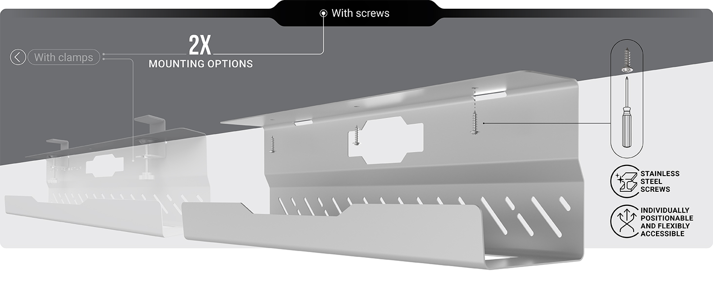 cable management under desk cable tray white