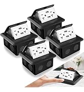 Hoolerry 4 Pack Pop up Floor Outlet Kit Waterproof Electrical Outlet Cover Box with 4.8A USB Char...