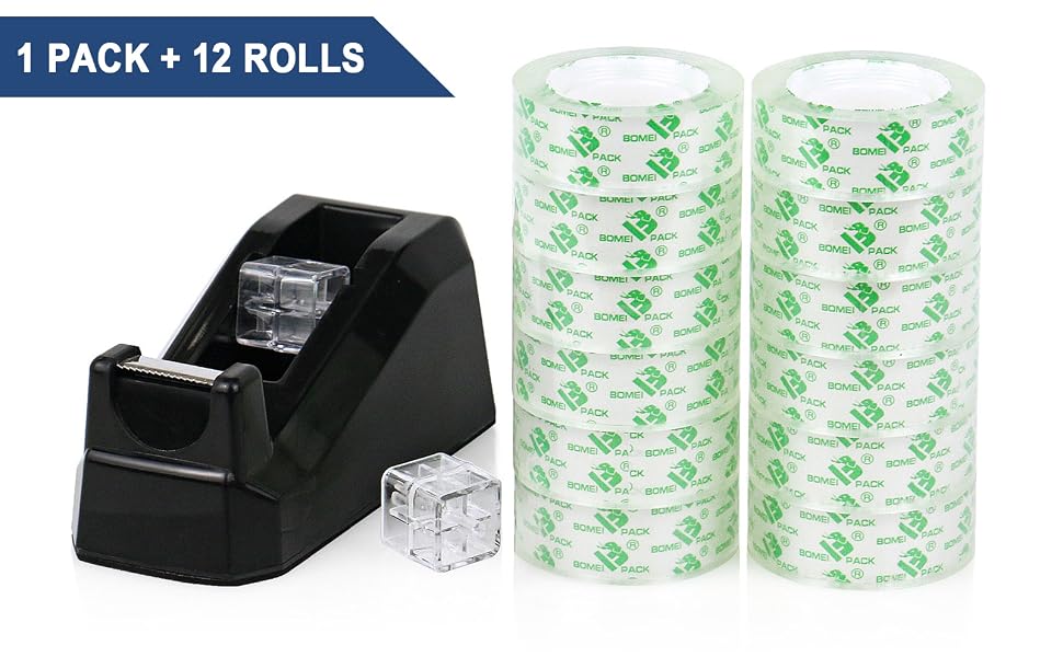 Transparent tape with dispenser