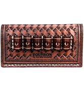 TOURBON Leather 6 Round Cartridge Holder Belt Ammo Slide .38 / .357 / .44 / .45 Pistol Ammunition...