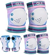 CKE Rainbow Kids Knee Pads and Elbow Pads Set Toddler Knee Pads and Elbow Pads Protective Gear Se...