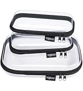 YQBRAO Clear Hard Shell Zipper Case 3 Pack, Hard Plastic Bag, Clear Travel Toiletry Pouch,Portabl...