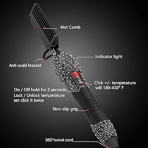 electric pressing comb,hot comb 450 degrees,hot comb 500 degrees,bling hot comb