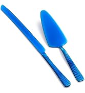 Seeshine Blue Cake Cutter Set, Stainless Steel Cake Cutting Utensils Include Cake Knife and Cake ...