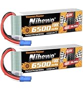 Nihewo 4S Lipo Battery 6500mAh 14.8V RC Battery 100C with EC5 Connector Soft Case Fit for 1/7 1/8...