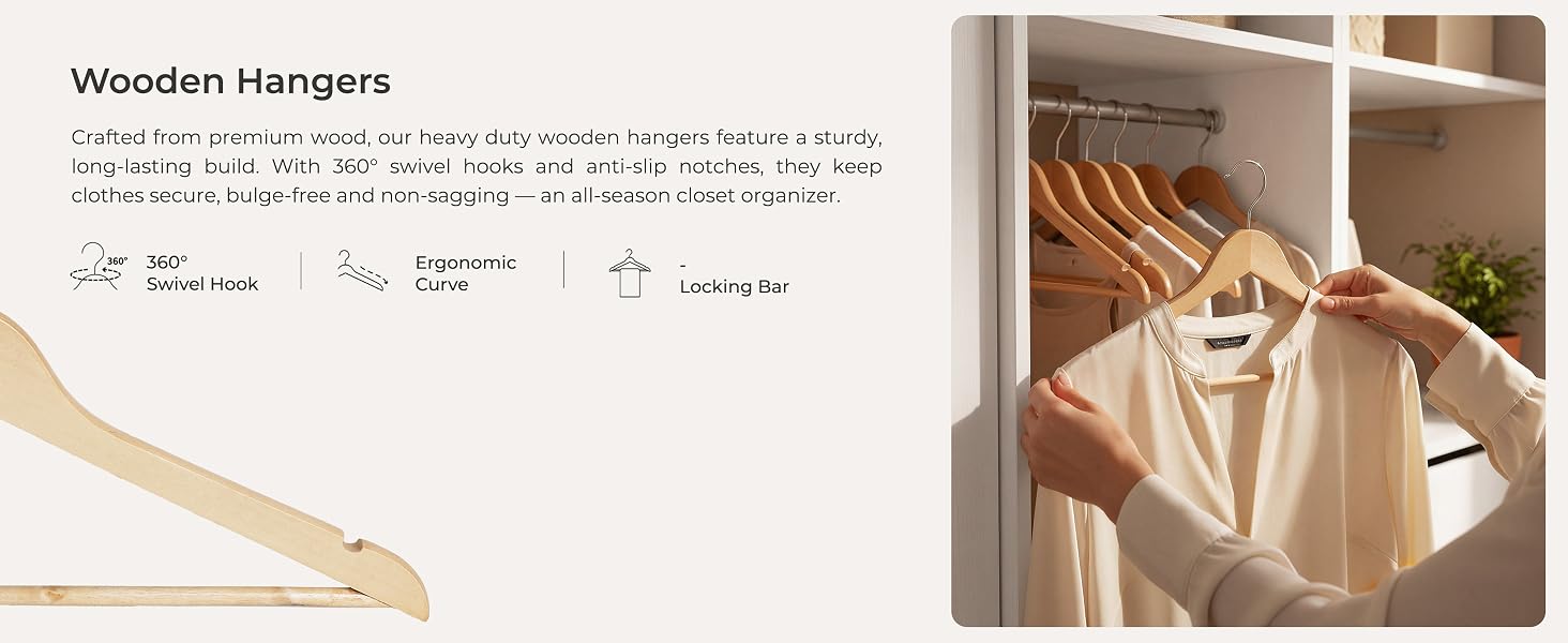 StorageWorks Wooden Hangers