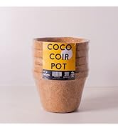 growbycoco 6 Inch 5 Pots Pack Coconut Coir Plant Pots, Moisture Retention, High Aeration, 100% Na...