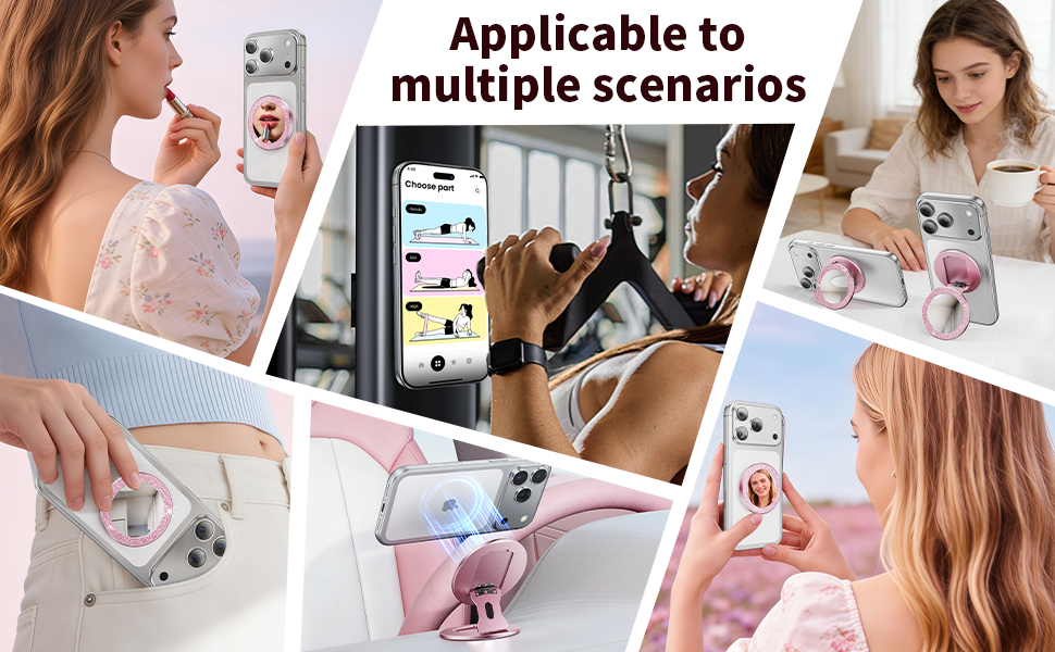 Portable Double-Sided Magnetic Phone Holder with Mirror