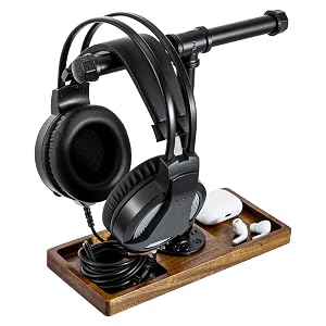 tabletop T-Bar Over Ear Headphones Holder with Accessories Tray