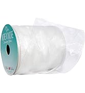 Morex Ribbon Wired 4-Inch Chiffon Ribbon with 10-Yard Spool, White