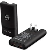 65W GaN USB C Charger,Dual-Port Fast Wall Charger,PD 3.0 & QC 4.0,Foldable Plug for MacBook Pro/A...