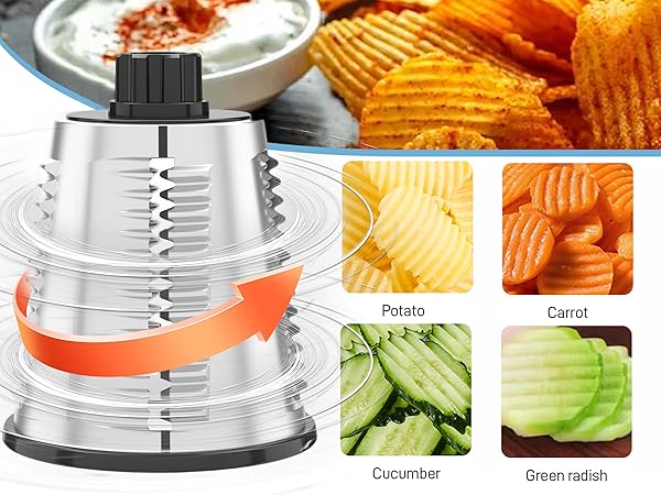 Rotary Cheese Grater Hand Crank with 4 Interchangeable Stainless Steel Blades