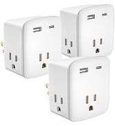 3 Pack Cruise Ship Approved Outlet Extender, Non Surge Protector Power Strip with 3 AC Outlets & ...