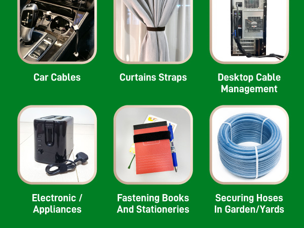 Multi purpose hook and loop tape for cables, tools, garden plants, travel, and outdoor use