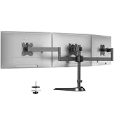 Triple Monitor Stand, Heavy Fully Adjustable Motion Mount Fits 3 Screens up to 27 inch, Free Stan...