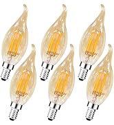 Qualilux Dusk to Dawn Candelabra LED Bulbs, CA11 Vintage Amber Glass Bulbs, Candle Flame Tip, Amb...