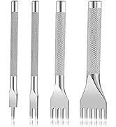 Leather Stitching Punch, 1/2/4/6 Prong Leather Hole Punch Tool, White Steel Lacing Stitching Chis...