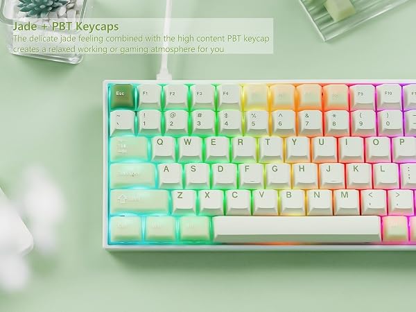 Womier PBT Keycaps Green, Jade Keycaps 60 75 100 Percent, Translucent Key caps Custom