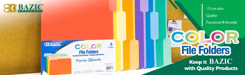 1/3 Cut Letter Size Color File Folder