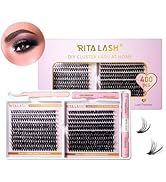 RITALASH Lash Extension Kit DIY Lash Clusters Kit 400pcs Cluster Lashes Individual Lashes Eyelash...