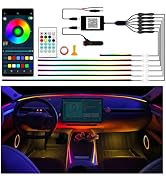 Ambient Lighting Car Led Lights Interior Kit,6 in 1 RGB Music Sync Acrylic Led Lights for Car Int...