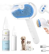 Pet Steam Brush for Dog & Cat - 3-in-1 Steam Grooming Brush for Shedding & Hair Removal - Self Cl...