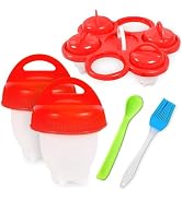 Individual Egg Boiler for Hard Boiled Eggs - 6Pcs Silicone Poached Egg Cups for Boiling Eggs Hard...